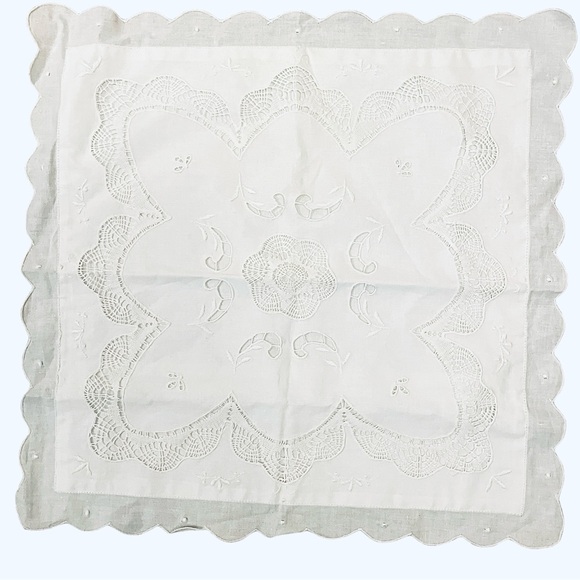 2 French Country Pure White Cotton Pillow Covers with Delicate Floral Embroidery - Picture 6 of 7